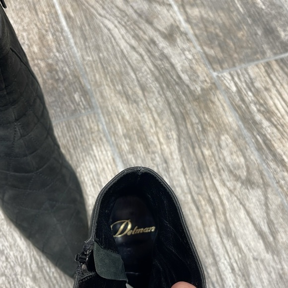 Delman Black Suede Heeled Booties Size 7.5 - Picture 4 of 5